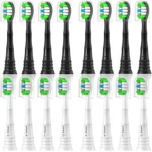 Replacement Toothbrush Heads Compatible with AquaSonic Black Series Electric Toothbrush, 16 Pack Toothbrush Heads Fit for Black Series Pro, Vibe Series, Duo Series Pro, 8White8Black Replacement Toothbrush Heads Compatible with AquaSonic Black Series Electric Toothbrush, 16 Pack Toothbrush Heads Fit for Black Series Pro, Vibe Series, Duo Series Pro, 8White8Black