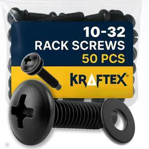 10-32 Rack Screws 50-Pack - Versatile Server Rack Accessories for Network Cabinets, Audio Mounts, Studs and Recording Studio Includes Nylon Washers. Perfect for Rackmounts 10-32 Rack Screws 50-Pack - Versatile Server Rack Accessories for Network Cabinets, Audio Mounts, Studs and Recording Studio Includes Nylon Washers. Perfect for Rackmounts