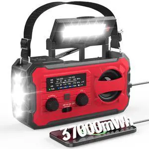 10000mAh Emergency Radio, NOAA Weather Radio with AM/FM, 37000mWh Rechargeable Phone Power, USB/Solar/Hand Crank Charging, LED Flashlight, SOS Alarm, Reading Lamp for Indoor/Outdoor Emergencies 10000mAh Emergency Radio, NOAA Weather Radio with AM/FM, 37000mWh Rechargeable Phone Power, USB/Solar/Hand Crank Charging, LED Flashlight, SOS Alarm, Reading Lamp for Indoor/Outdoor Emergencies
