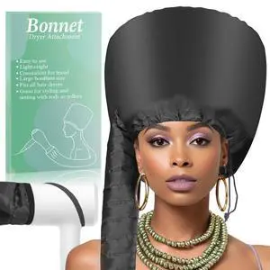 Hooded Hair Dryer Bonnet - Fast-Drying Bonnet Hair Dryer for Natural Hair, Deep Conditioning, Styling, & Curl Enhancing - Adjustable Fit, Heat Distribution, Portable & Lightweight for TravelBlack Hooded Hair Dryer Bonnet - Fast-Drying Bonnet Hair Dryer for Natural Hair, Deep Conditioning, Styling, & Curl Enhancing - Adjustable Fit, Heat Distribution, Portable & Lightweight for TravelBlack