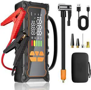 Battery Jumper Starter Portable, Jump Starter with Air Compressor-4000A 12V (7.0L Gas/ 6.0L Diesel) with 160PSI Tire Inflator, 10000mAh Jump Box Car Battery Jump Starter, Jumper Cables, LED Light Battery Jumper Starter Portable, Jump Starter with Air Compressor-4000A 12V (7.0L Gas/ 6.0L Diesel) with 160PSI Tire Inflator, 10000mAh Jump Box Car Battery Jump Starter, Jumper Cables, LED Light