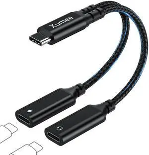 USB C Splitter 1 in 2 Out, Dual USB-C Headphones & Charging Adapter, Type C Audio Dongle Cable with Built-in DAC & 60W Fast Charging for iPhone 17/16/15 Series,Galaxy S25/S24,Pixel 10 (Black) USB C Splitter 1 in 2 Out, Dual USB-C Headphones & Charging Adapter, Type C Audio Dongle Cable with Built-in DAC & 60W Fast Charging for iPhone 17/16/15 Series,Galaxy S25/S24,Pixel 10 (Black)