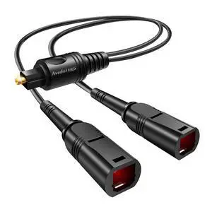 Optical Audio Cable Splitter 1 in 2 Out, Toslink Digital Fiber Audio Splitter 1 Male Input 2 Female Output Support LPCM2.0 Doldy DTS Digital & DTS 5.1CH for Xbox,PS4,TV Box,Sound Bar,etc Optical Audio Cable Splitter 1 in 2 Out, Toslink Digital Fiber Audio Splitter 1 Male Input 2 Female Output Support LPCM2.0 Doldy DTS Digital & DTS 5.1CH for Xbox,PS4,TV Box,Sound Bar,etc