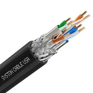 Syston Cable Cat8 Ethernet Bulk Raw Cable 2000MHz 2GHz 40GB 500 ft Solid Bare Copper S/FTP Individual electromagnetic Tinned Copper Braid Shield 22/4 4 Pair 22 AWG CMR FT4 UTP Black Order to Cut Syston Cable Cat8 Ethernet Bulk Raw Cable 2000MHz 2GHz 40GB 500 ft Solid Bare Copper S/FTP Individual electromagnetic Tinned Copper Braid Shield 22/4 4 Pair 22 AWG CMR FT4 UTP Black Order to Cut