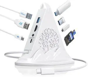 USB C Hub, White 8 in 1 USB C Hub Multiport Adapter with 4K HDMI, 100W Power Charging, 5Gbps Type C 3.0, 3xUSB A 3.0, SD/TF Reader& RGB Lighting, White Dcoking Station for MacBook Air, Laptops(Tree) USB C Hub, White 8 in 1 USB C Hub Multiport Adapter with 4K HDMI, 100W Power Charging, 5Gbps Type C 3.0, 3xUSB A 3.0, SD/TF Reader& RGB Lighting, White Dcoking Station for MacBook Air, Laptops(Tree)