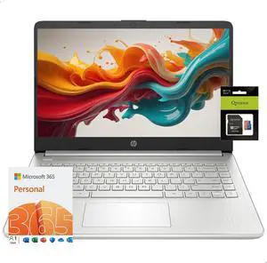 HP 14" HD Laptop, Windows 11, Intel Quad-Core N4120, 1 Year Office 365, 16GB RAM, 196GB Storage (128GB eMMC+64GB SD Card), Ultra Light for Students Business, WiFi, Bluetooth, HDMI, Webcam HP 14" HD Laptop, Windows 11, Intel Quad-Core N4120, 1 Year Office 365, 16GB RAM, 196GB Storage (128GB eMMC+64GB SD Card), Ultra Light for Students Business, WiFi, Bluetooth, HDMI, Webcam