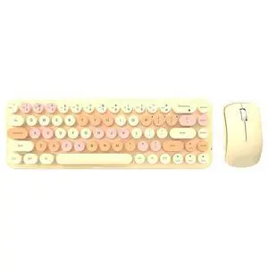 Keyboard and Mouse Combo, 2.4GHz Retro Typewriter Keyboard and Mouse Combo, 68 Round Keycaps, 3 DPI Cute Mouse for PC Desktop Laptop (Milk Tea Color Mixed Color) Keyboard and Mouse Combo, 2.4GHz Retro Typewriter Keyboard and Mouse Combo, 68 Round Keycaps, 3 DPI Cute Mouse for PC Desktop Laptop (Milk Tea Color Mixed Color)