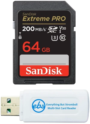 SanDisk 64GB SD Extreme Pro SDXC UHS-I Memory Card Compatible with Nikon Z6III, Z50II and Z5II Mirrorless Cameras (SDSDXXU-064G-GN4IN) Bundle with 1 Everything But Stromboli MicroSD & SD Card Reader SanDisk 64GB SD Extreme Pro SDXC UHS-I Memory Card Compatible with Nikon Z6III, Z50II and Z5II Mirrorless Cameras (SDSDXXU-064G-GN4IN) Bundle with 1 Everything But Stromboli MicroSD & SD Card Reader