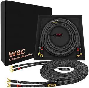 WORLDS BEST CABLES 6 Foot Ultimate - 8 AWG - Ultra-Pure OFC - Premium Audiophile HiFi Speaker Cable Pair with Eminence Spade Plugs & Carbon Tweed Jacket WORLDS BEST CABLES 6 Foot Ultimate - 8 AWG - Ultra-Pure OFC - Premium Audiophile HiFi Speaker Cable Pair with Eminence Spade Plugs & Carbon Tweed Jacket