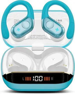 Qecnato Wireless Earbuds Bluetooth 5.4 Headphones 75H Stereo Deep Bass Sports Over Ear Buds with Earhooks, LED Display Bluetooth Earbuds with 4 ENC Mic, IP7 Waterproof Earphone for Running, Blu Qecnato Wireless Earbuds Bluetooth 5.4 Headphones 75H Stereo Deep Bass Sports Over Ear Buds with Earhooks, LED Display Bluetooth Earbuds with 4 ENC Mic, IP7 Waterproof Earphone for Running, Blu