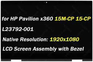 Replacement for HP Envy X360 15M-CP0011DX 15M-CP0012DX 15-CP0053CL 15M-CP 15-CP L23792-001 - 15.6" FHD Touch LCD Screen Display Assembly with Bezel Replacement for HP Envy X360 15M-CP0011DX 15M-CP0012DX 15-CP0053CL 15M-CP 15-CP L23792-001 - 15.6" FHD Touch LCD Screen Display Assembly with Bezel