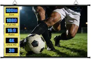 100 inch Projector Screen, Xiaohui Portable Movie Projector Screen for Indoor Outdoor, 4K Hanging ALR Projection Screen for Room Wall, Home Theater, Backyard, 16:9 HD 100 inch Projector Screen, Xiaohui Portable Movie Projector Screen for Indoor Outdoor, 4K Hanging ALR Projection Screen for Room Wall, Home Theater, Backyard, 16:9 HD