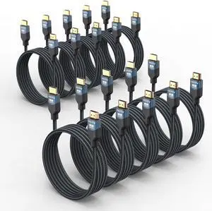 RyzzRooa 8K HDMI 2.1 Cables 6 FT 10-Pack, 48Gbps Ultra High Speed HDMI Braided Cord 6 Feet, 8K@60Hz, 4K@120Hz, HDCP 2.2&2.3, 3D, ARC/eARC, HDR10+ for Soundbar, TV, PS5/4, Xbox, Roku, Monitor, PC et RyzzRooa 8K HDMI 2.1 Cables 6 FT 10-Pack, 48Gbps Ultra High Speed HDMI Braided Cord 6 Feet, 8K@60Hz, 4K@120Hz, HDCP 2.2&2.3, 3D, ARC/eARC, HDR10+ for Soundbar, TV, PS5/4, Xbox, Roku, Monitor, PC et