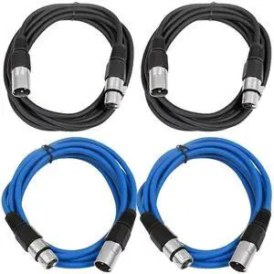 Seismic Audio - SAXLX-6-4 Pack of 6' XLR Male to XLR Female Patch Cables - Balanced - 6 Foot Patch Cord - Black and Blue Seismic Audio - SAXLX-6-4 Pack of 6' XLR Male to XLR Female Patch Cables - Balanced - 6 Foot Patch Cord - Black and Blue
