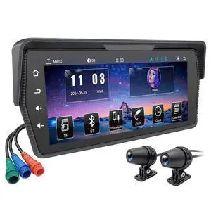 6.86 Inch Motorcycle Screen with Dual Dash Cam, Wireless CarPlay & Android Auto, Bluetooth, IP65 Waterproof, 140 Wide Angle Front & Rear Camera, TF Card Recording 6.86 Inch Motorcycle Screen with Dual Dash Cam, Wireless CarPlay & Android Auto, Bluetooth, IP65 Waterproof, 140 Wide Angle Front & Rear Camera, TF Card Recording