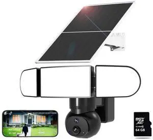 Sdstone Solar Floodlight Security Camera Wireless Outdoor64GB SD Card 2000LM Spotlight 2K 360 PTZ Wireless Outdoor, Color Night Vision, PIR Sensor, IP65, 2.4GHz WiFi - No Monthly Fees Sdstone Solar Floodlight Security Camera Wireless Outdoor64GB SD Card 2000LM Spotlight 2K 360 PTZ Wireless Outdoor, Color Night Vision, PIR Sensor, IP65, 2.4GHz WiFi - No Monthly Fees