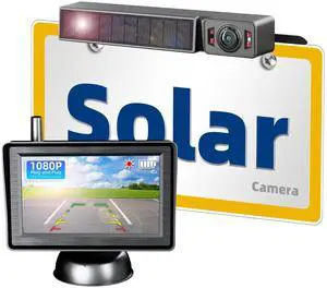 Solar Wireless Backup Camera with IR Night Vision, 3 Mins No Wires Install, Equip with 5'' HD 1080P Monitor, IP69K Waterproof Rear View Reverse Camera for Cars Trucks Trailers RV Solar Wireless Backup Camera with IR Night Vision, 3 Mins No Wires Install, Equip with 5'' HD 1080P Monitor, IP69K Waterproof Rear View Reverse Camera for Cars Trucks Trailers RV