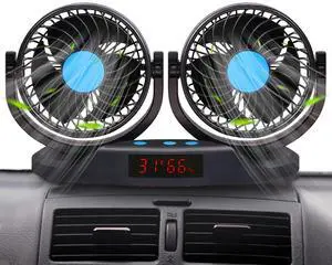 EXCOUP 2V Car Fan, 5'' Portable Auto Cooling Fan, Adjustable Dual Head 360 Rotatable, 12 Speed Cigarette Lighter Plug & LED Display for Sedan SUV RV Boat (T103E) EXCOUP 2V Car Fan, 5'' Portable Auto Cooling Fan, Adjustable Dual Head 360 Rotatable, 12 Speed Cigarette Lighter Plug & LED Display for Sedan SUV RV Boat (T103E)