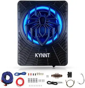 KYNNT 10 Inch 1200W Slim Underseat Powered Car Subwoofer with Built-in Amplifier, High/Low Level Input, Deep Bass & Blue Dynamic Ambient Light, for Car Truck & SUV KYNNT 10 Inch 1200W Slim Underseat Powered Car Subwoofer with Built-in Amplifier, High/Low Level Input, Deep Bass & Blue Dynamic Ambient Light, for Car Truck & SUV