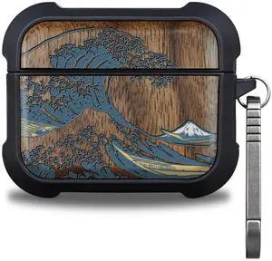 Patterit for AirPods Pro 3 Case, Shockproof Wooden Cover with Quick Released Keychain for AirPods Pro Case 3rd Generation (2025) Compatible with Wireless Charging, (Great Wa Patterit for AirPods Pro 3 Case, Shockproof Wooden Cover with Quick Released Keychain for AirPods Pro Case 3rd Generation (2025) Compatible with Wireless Charging, (Great Wa