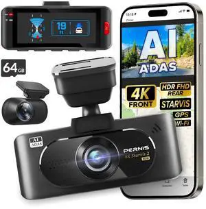 PERNIS 4K Dash Cam Front and Rear with ADAS,5.8GHz WiFi-20MB/s Fast Download, STARVIS 2 Sensor, Dash Camera for Cars, 3.16" LCD Screen, HDR Super Night Vision, 24H Parking Mode, GPS Support PERNIS 4K Dash Cam Front and Rear with ADAS,5.8GHz WiFi-20MB/s Fast Download, STARVIS 2 Sensor, Dash Camera for Cars, 3.16" LCD Screen, HDR Super Night Vision, 24H Parking Mode, GPS Support