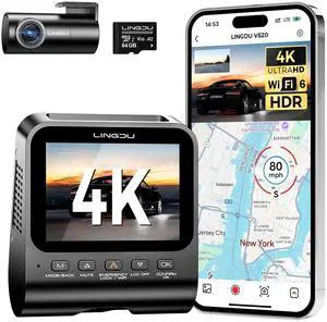 4K Dash Cam Front and Rear, WiFi6 Dash Camera for Cars, HDR Dashcam with Voice Control ADAS GPS, Night Vision, Motion Detection 24H Parking Mode, Advanced Timeline Playback APP, 64GB Card Included 4K Dash Cam Front and Rear, WiFi6 Dash Camera for Cars, HDR Dashcam with Voice Control ADAS GPS, Night Vision, Motion Detection 24H Parking Mode, Advanced Timeline Playback APP, 64GB Card Included