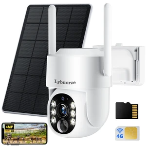 Lybuorze 4MP 4G LTE Solar Security Camera Wireless Outdoor, No WiFi & No Power Needed, 360 Pan Tilt View, Color Night Vision, AI Motion Detection, 2-Way Talk, Built-in SIM & 32GB SD Card for Fa Lybuorze 4MP 4G LTE Solar Security Camera Wireless Outdoor, No WiFi & No Power Needed, 360 Pan Tilt View, Color Night Vision, AI Motion Detection, 2-Way Talk, Built-in SIM & 32GB SD Card for Fa