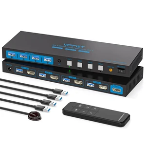 USB 3.0 KVM Switch 4 Computers 1 Monitor 4K@60HZ HDMI 4 Port KVM Switches for 4 PC Share 1 Monitor and 4 USB 3.0 Devices, Such as Keyboard Mouse Printer, with Controller and EDID Adapative USB 3.0 KVM Switch 4 Computers 1 Monitor 4K@60HZ HDMI 4 Port KVM Switches for 4 PC Share 1 Monitor and 4 USB 3.0 Devices, Such as Keyboard Mouse Printer, with Controller and EDID Adapative