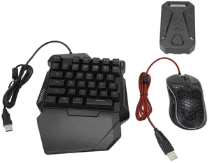 Luocute Keyboard and Mouse Converter Set, RGB One Handed Gaming Keyboard and Mouse Combo with Wired Adapter for Mobile Games, PC Gaming Keyboarding, Plug and Play Luocute Keyboard and Mouse Converter Set, RGB One Handed Gaming Keyboard and Mouse Combo with Wired Adapter for Mobile Games, PC Gaming Keyboarding, Plug and Play
