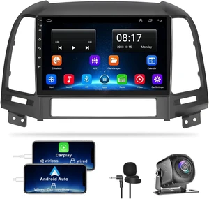 for Hyundai Santa Fe Radio 2006-2012, 4+64 Stereo with Wireless Carplay&Android, 9 Inch HD Touchscreen Support GPS/WiFi/Bluetooth5.2/FM Radio/Backup Camera+MIC/SWC for Hyundai Santa Fe Radio 2006-2012, 4+64 Stereo with Wireless Carplay&Android, 9 Inch HD Touchscreen Support GPS/WiFi/Bluetooth5.2/FM Radio/Backup Camera+MIC/SWC