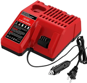 YNDZ 2 in 1 AC/DC Car Charger for Milwaukee M12 M14 M18 Batteries, 3A Fast Charger Wide Voltage 100-240V, Portable Lithium-ion Battery Charger for Milwaukee 12V 14.4V 18V Cordless Power Tools YNDZ 2 in 1 AC/DC Car Charger for Milwaukee M12 M14 M18 Batteries, 3A Fast Charger Wide Voltage 100-240V, Portable Lithium-ion Battery Charger for Milwaukee 12V 14.4V 18V Cordless Power Tools