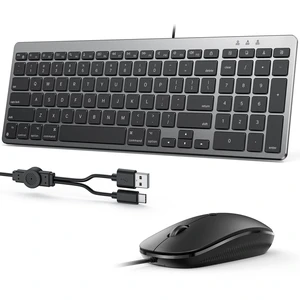 OMOTON Keyboard and Mouse for Mac, Wired USB-C & USB-A, Zero Setup, Grey OMOTON Keyboard and Mouse for Mac, Wired USB-C & USB-A, Zero Setup, Grey
