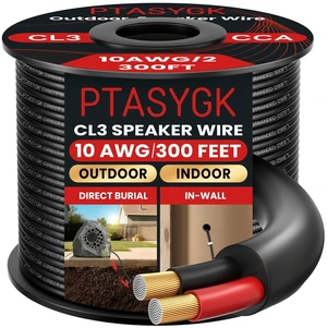PTASYGK 10 Gauge Outdoor Speaker Wire 300ft CL3 Direct Burial CCA Cable PTASYGK 10 Gauge Outdoor Speaker Wire 300ft CL3 Direct Burial CCA Cable