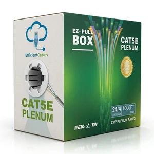 Efficient Cables Cat5e Plenum Bulk Cable, 1000ft Efficient Cables Cat5e Plenum Bulk Cable, 1000ft