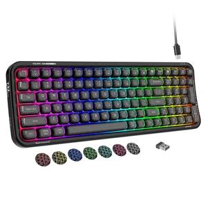 FOPETT Wireless Keyboard, 3 Modes 2.4G/USB/Bluetooth 100 Keys RGB Gaming Keyboard Wireless, w/No-Lag Connection, Keyboards for PC/Win/Mac Gamers, Transparent Black FOPETT Wireless Keyboard, 3 Modes 2.4G/USB/Bluetooth 100 Keys RGB Gaming Keyboard Wireless, w/No-Lag Connection, Keyboards for PC/Win/Mac Gamers, Transparent Black