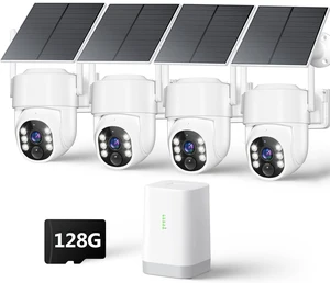 4MP Security Cameras Wireless Outdoor, No Subscription 128GB Local Storage, Solar Powered Cameras For Home Security, PTZ Auto Tracking, 4Cam-Kit, Color Night Vision Home Security Camera System, 4MP Security Cameras Wireless Outdoor, No Subscription 128GB Local Storage, Solar Powered Cameras For Home Security, PTZ Auto Tracking, 4Cam-Kit, Color Night Vision Home Security Camera System,