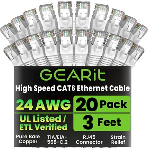 GEARit Cat6 Patch Cables Cat 6 Ethernet Cable 3 ft 20-Pack White GEARit Cat6 Patch Cables Cat 6 Ethernet Cable 3 ft 20-Pack White