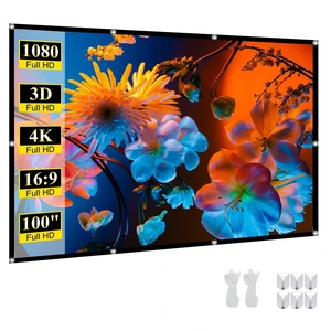 100 Inch Portable Projector Screen Outdoor: 4K HD Anti-Crease Foldable Indoor Hanging Wall Home Theater Screen 100 Inch Portable Projector Screen Outdoor: 4K HD Anti-Crease Foldable Indoor Hanging Wall Home Theater Screen