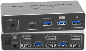 8K HDMI Displayport KVM Switch 2 Monitors 2 Computers 8K HDMI Displayport KVM Switch 2 Monitors 2 Computers
