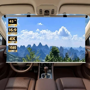 45 Inch 16:9 Car Hanging Projection Screen, 4K Full HD High-Gain Wrinkle-Free Fabric, Projector Screen Pull Down& Auto Retractable, Universal for Camping, Vehicle, Home Theater, Indoor & Outdoor Use 45 Inch 16:9 Car Hanging Projection Screen, 4K Full HD High-Gain Wrinkle-Free Fabric, Projector Screen Pull Down& Auto Retractable, Universal for Camping, Vehicle, Home Theater, Indoor & Outdoor Use