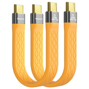 Short USB C Flat Thunderbolt 5 Cable 2 Pack Compatible 80Gbps, 120Gbps BW, 240W PD, 8K@165Hz, 4K@540Hz, Short USB4 2.0 Cable for Thunderbolt 4/5, iPhone 18/17/16, SSD, Mac mini, eGPU, MacBook Pro Short USB C Flat Thunderbolt 5 Cable 2 Pack Compatible 80Gbps, 120Gbps BW, 240W PD, 8K@165Hz, 4K@540Hz, Short USB4 2.0 Cable for Thunderbolt 4/5, iPhone 18/17/16, SSD, Mac mini, eGPU, MacBook Pro