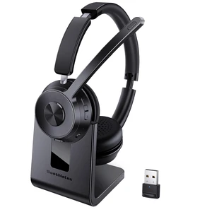 Soothielec Wireless Headset with Mic for Work, Bluetooth Headset with Noise Cancelling (Dark Grey) Soothielec Wireless Headset with Mic for Work, Bluetooth Headset with Noise Cancelling (Dark Grey)
