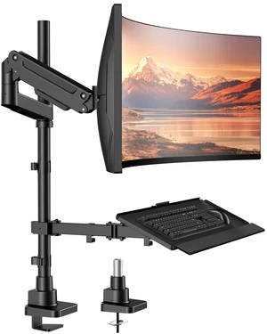 Heavy-Duty Monitor Arm with Keyboard Tray for 49" Screen,Hold up to 44.4lbs Heavy-Duty Monitor Arm with Keyboard Tray for 49" Screen,Hold up to 44.4lbs