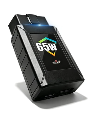 PD65W & QC3.0 HighPower Car OBD2 to USB Fast Charging Adapter with LowVoltage Protection, USBC & USBA Ports, Compatible with 12V/24V Vehicles, for Dash Cam, Phone, Tablet & Laptop Charging PD65W & QC3.0 HighPower Car OBD2 to USB Fast Charging Adapter with LowVoltage Protection, USBC & USBA Ports, Compatible with 12V/24V Vehicles, for Dash Cam, Phone, Tablet & Laptop Charging