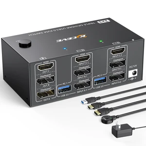 NAWEN KVM Switch 3 Monitors 2 Computers HDMI DisplayPort 8K@60Hz/4K@144Hz NAWEN KVM Switch 3 Monitors 2 Computers HDMI DisplayPort 8K@60Hz/4K@144Hz