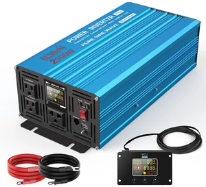 LCYMW 2000W Pure Sine Wave Inverter DC 24V to 110V/120V AC 4000 Watt Peak Power Inverters with 3 AC Outlets USB Charging Port LCD Display and Remote Control Car Solar Converter for Vehicle Home Truck LCYMW 2000W Pure Sine Wave Inverter DC 24V to 110V/120V AC 4000 Watt Peak Power Inverters with 3 AC Outlets USB Charging Port LCD Display and Remote Control Car Solar Converter for Vehicle Home Truck