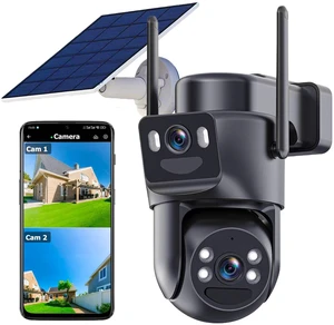6MP Dual Lens Solar Security Cameras Wireless Outdoor, 360 View Pan/Tilt 6MP Dual Lens Solar Security Cameras Wireless Outdoor, 360 View Pan/Tilt