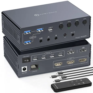 Thunderbolt 4 KVM Switch Docking Station for 3 Monitors 4 laptops/Macbooks Thunderbolt 4 KVM Switch Docking Station for 3 Monitors 4 laptops/Macbooks
