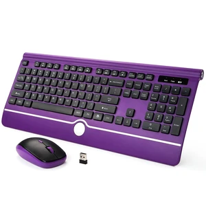 Wireless Keyboard and Mouse, KOPJIPPOM Purple Keyboard and Mouse with Wrist Rest, 2.4G Silent Cordless Full-Size Keyboard Mouse Combo for Windows Computers Desktop, Laptop, PC Wireless Keyboard and Mouse, KOPJIPPOM Purple Keyboard and Mouse with Wrist Rest, 2.4G Silent Cordless Full-Size Keyboard Mouse Combo for Windows Computers Desktop, Laptop, PC