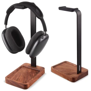 PHERKORM Walnut Wood & Aluminum Headset Holder, Desktop Headphone Stand, Universal headphone holder for most music gaming headsets - Black Walnut PHERKORM Walnut Wood & Aluminum Headset Holder, Desktop Headphone Stand, Universal headphone holder for most music gaming headsets - Black Walnut